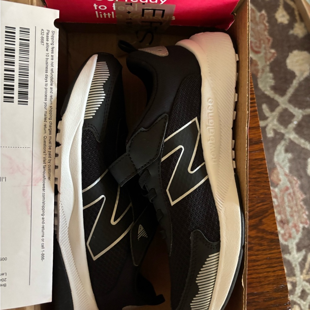 New Balance Kids' Black and White Bungee Sneakers